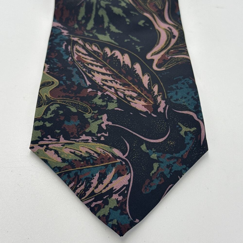 Oscar de la Renta Studio Dark Abstract Floral Paisley Mens Necktie 58x3.75